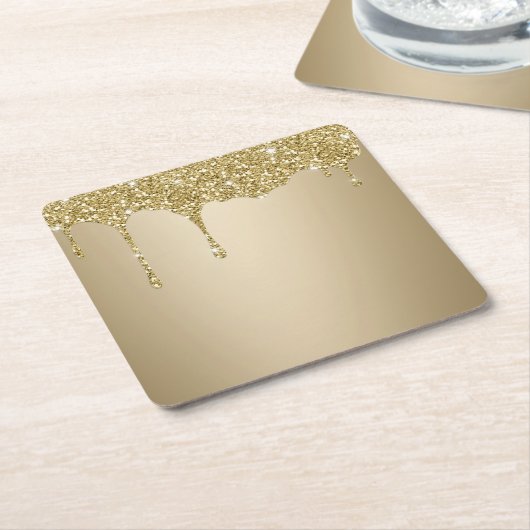 Elegante smeltende gouden glitterglans kartonnen onderzetters (Schuin)