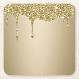 Elegante smeltende gouden glitterglans kartonnen onderzetters