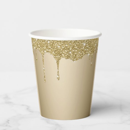 Elegante smeltende gouden glitterglans papieren bekers (Achterkant)