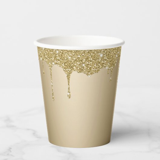 Elegante smeltende gouden glitterglans papieren bekers (Voorkant)