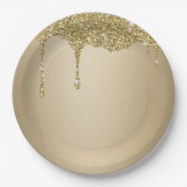 Elegante smeltende gouden glitterglans papieren bordje
