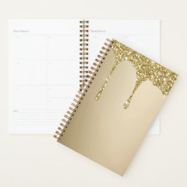 Elegante smeltende gouden glitterglans planner