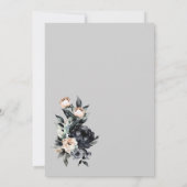 Elegante Smokey Zwart Bloemen Grijze Boog Bruiloft Kaart (Achterkant)