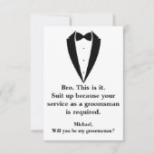 Elegante smoking minimale chique groomsman kaart (Voorkant)