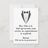 Elegante smoking minimale moderne groomsman kaart (Voorkant)
