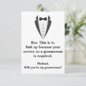 Elegante smoking minimale moderne groomsman kaart (Staand voorkant)