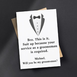 Elegante smoking minimale moderne groomsman kaart