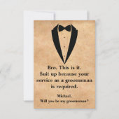Elegante smoking minimale moderne groomsman kraft kaart (Voorkant)