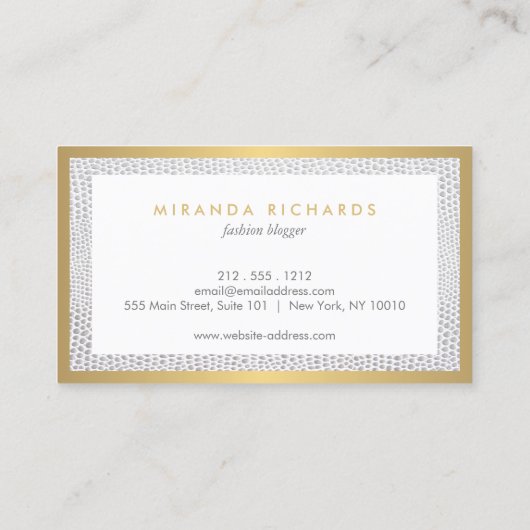 Elegante Snakeskin Print Mode Designer, Boetiek Visitekaartje (Achterkant)