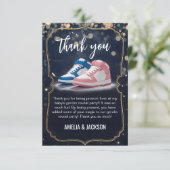 Elegante Sneaker Ball: een feest voor genderonthul Bedankkaart (Staand voorkant)