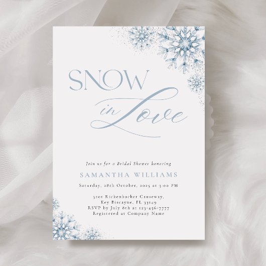 Elegante sneeuw in liefde bruids douche uitnodigin kaart