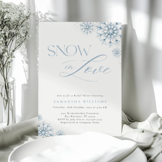 Elegante sneeuw in liefde bruids douche uitnodigin kaart
