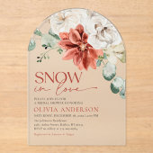 Elegante Sneeuw in Liefde Winter Rood Vrijgezellen Acryl Uitnodigingen (Voorkant)