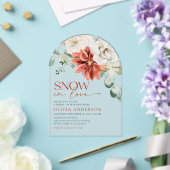 Elegante Sneeuw in Liefde Winter Rood Vrijgezellen Acryl Uitnodigingen (Insitu (Huwelijk))