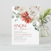 Elegante Sneeuw in Liefde Winter Rood Vrijgezellen Kaart (Staand voorkant)