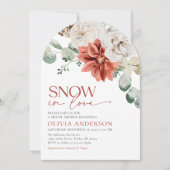 Elegante Sneeuw in Liefde Winter Rood Vrijgezellen Kaart (Voorkant)