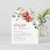 Elegante Sneeuw in Liefde Winter Rood Vrijgezellen Kaart (Staand voorkant)