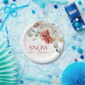 Elegante Sneeuw in Liefde Winter Rood Vrijgezellen Papieren Bordje (Feest)