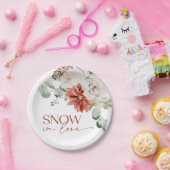 Elegante Sneeuw in Liefde Winter Rood Vrijgezellen Papieren Bordje (Feest)