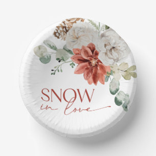 Elegante Sneeuw in Liefde Winter Rood Vrijgezellen Papieren Kommen