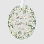 Elegante Sneeuwbes Baby's Eerste Kerst Foto Ornament (voorkant)