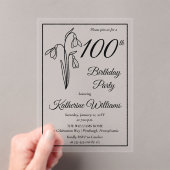 Elegante sneeuwklokjes 100ste verjaardagsfeestje acryl uitnodigingen (Insitu (Draagbaar))