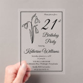 Elegante sneeuwklokjes 21ste verjaardagsfeestje acryl uitnodigingen (Insitu (Draagbaar))
