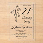 Elegante sneeuwklokjes 21ste verjaardagsfeestje acryl uitnodigingen (Voorkant)