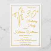 Elegante Sneeuwklokjes 30e Verjaardagsfeest Gestem Folie Uitnodiging (Voorkant)