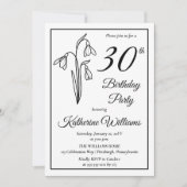 Elegante sneeuwklokjes 30ste verjaardagsfeestje kaart (Voorkant)