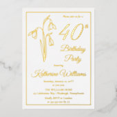 Elegante sneeuwklokjes 40e verjaardagsfeestje gest folie uitnodiging (Voorkant)