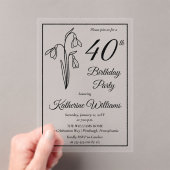 Elegante sneeuwklokjes 40ste verjaardagsfeestje acryl uitnodigingen (Insitu (Draagbaar))