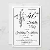 Elegante sneeuwklokjes 40ste verjaardagsfeestje kaart (Voorkant)