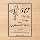 Elegante sneeuwklokjes 50ste verjaardagsfeestje acryl uitnodigingen (Voorkant)