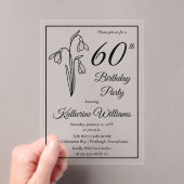 Elegante sneeuwklokjes 60ste verjaardagsfeestje acryl uitnodigingen (Insitu (Draagbaar))