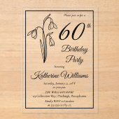 Elegante sneeuwklokjes 60ste verjaardagsfeestje acryl uitnodigingen (Voorkant)
