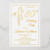 Elegante Sneeuwklokjes 80ste Verjaardagsfeest Gest Folie Uitnodiging (Voorkant)