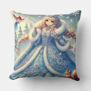 Elegante Sneeuwkoningin in Winter Wonderland Kussen