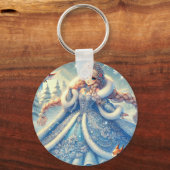 Elegante sneeuwkoningin in Winter Wonderland Sleutelhanger (Achterkant)