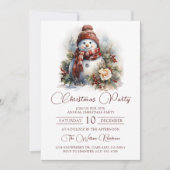 Elegante Sneeuwman Bloem Kerstfeestfeestje Kaart (Voorkant)