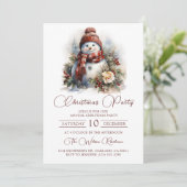 Elegante Sneeuwman Bloem Kerstfeestfeestje Kaart (Staand voorkant)