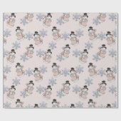 Elegante Sneeuwman & Glitter Sneeuwvlok Kerstmis Cadeaupapier (Vlak)