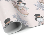 Elegante Sneeuwman & Glitter Sneeuwvlok Kerstmis Cadeaupapier (Rol Hoek)