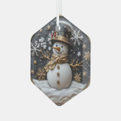 Elegante Sneeuwman Kerst Ornament (Voorkant links)
