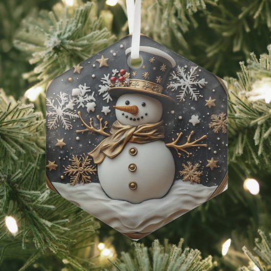 Elegante Sneeuwman Kerst Ornament (Insitu)