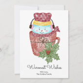 Elegante Sneeuwman Mok Kerstmis Feestdagenkaart (Voorkant)