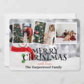 Elegante sneeuwpop vreugde Kerstmis Familie Foto C Feestdagenkaart (Voorkant)