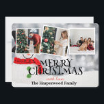 Elegante sneeuwpop vreugde Kerstmis Familie Foto C Feestdagenkaart<br><div class="desc">Elegante sneeuwpop vreugde Kerstmis Familie Foto Collage</div>
