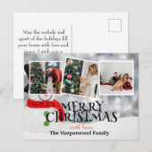 Elegante sneeuwpop vreugde Kerstmis Familie Foto C Feestdagenkaart (Voorkant / Achterkant)