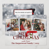 Elegante sneeuwpop vreugde Kerstmis Familie Foto C Feestdagenkaart (Voorkant / Achterkant)